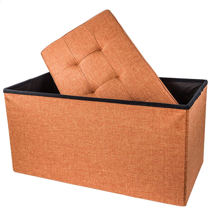 Red Co. Upholstered Folding Storage Ottoman with Padded Seat, 30" x 16" x 16"
