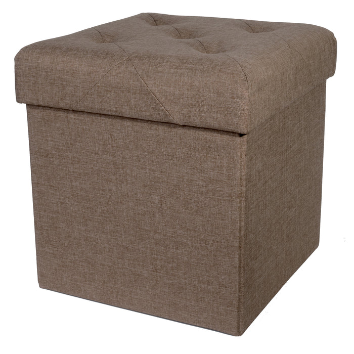 Folding Cube Storage Ottoman with Padded Seat, 15" x 15" - Platinum Series