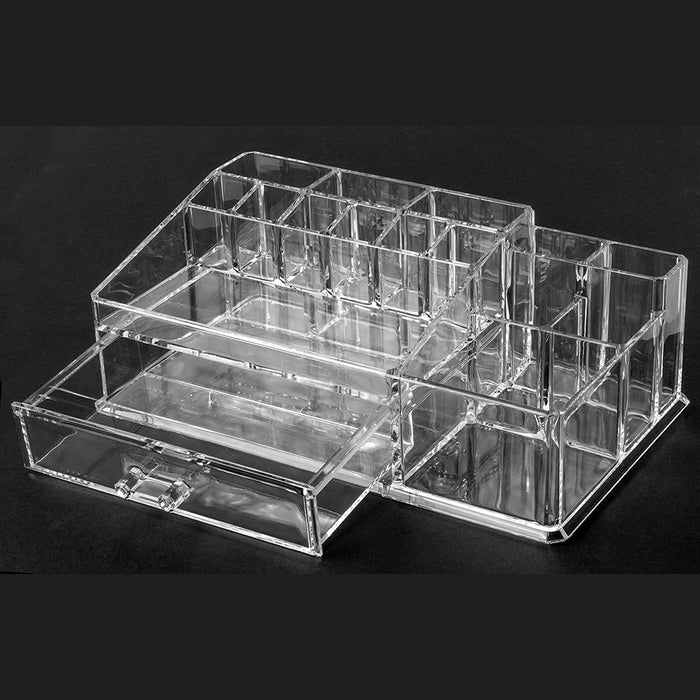 Red Co. Crystal Clear Large Plastic Makeup Palette Organizer - Countertop Cosmetic Display Case Jewelry Storage Box with Drawer