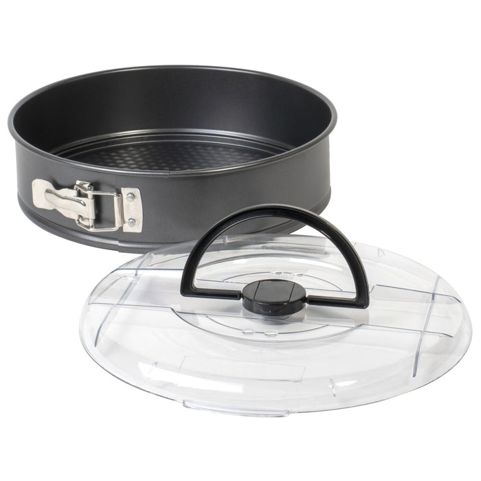 Premium Non-Stick Coated Spring-form Cake Baking Pan with Lid and Handles - Pie Carrier Holder - 10" x 10" x 2.8"