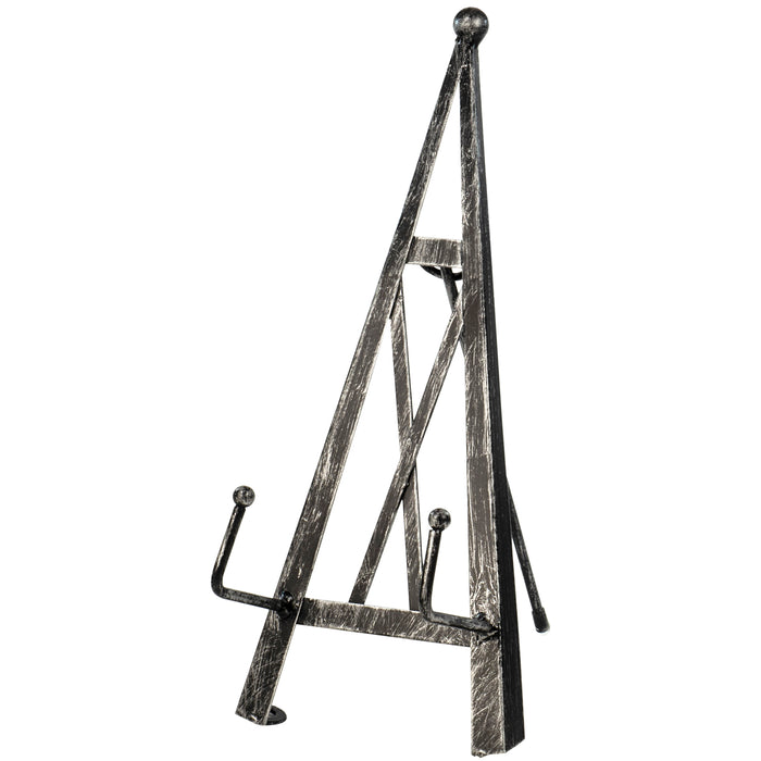 Red Co. Industrial Style Decorative Plate Stand and Art Holder Easel in Brushed Silver Finish - 11" H