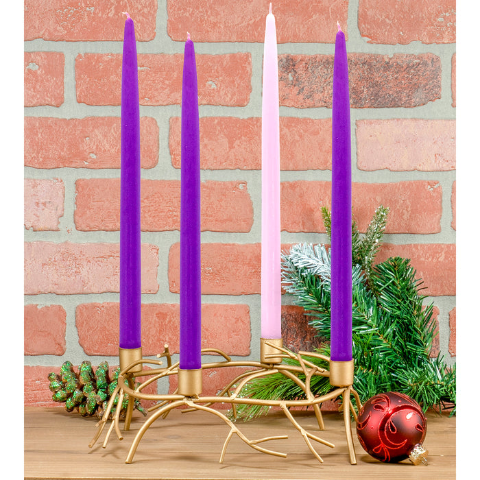 Red Co. 11" Decorative Metal Christmas Advent Wreath Taper Candle Holder, Tabletop Centerpiece Décor for Holiday Season
