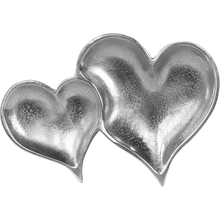 Red Co. Lovely Decorative Aluminum Double Heart Shaped Plate, Catch All Tray Home Décor Centerpiece — 12 Inches
