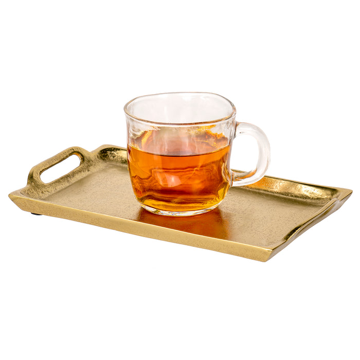 Red Co. Antique Texture Hammered Rectangle Metal Decorative Bar/Vanity/Serving Tray with Handles — 10 Inches
