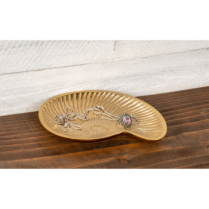 Red Co. Decorative Snail Shell Aluminum Tray Organizer and Home Décor Centerpiece — 6 Inches