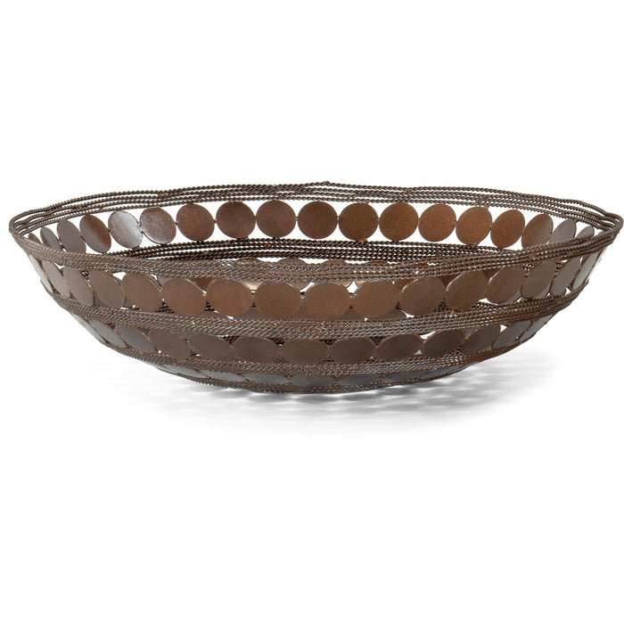 Red Co. Decorative Round Iron Ring Centerpiece Basket Bowl, Circle Design with Braided Wire