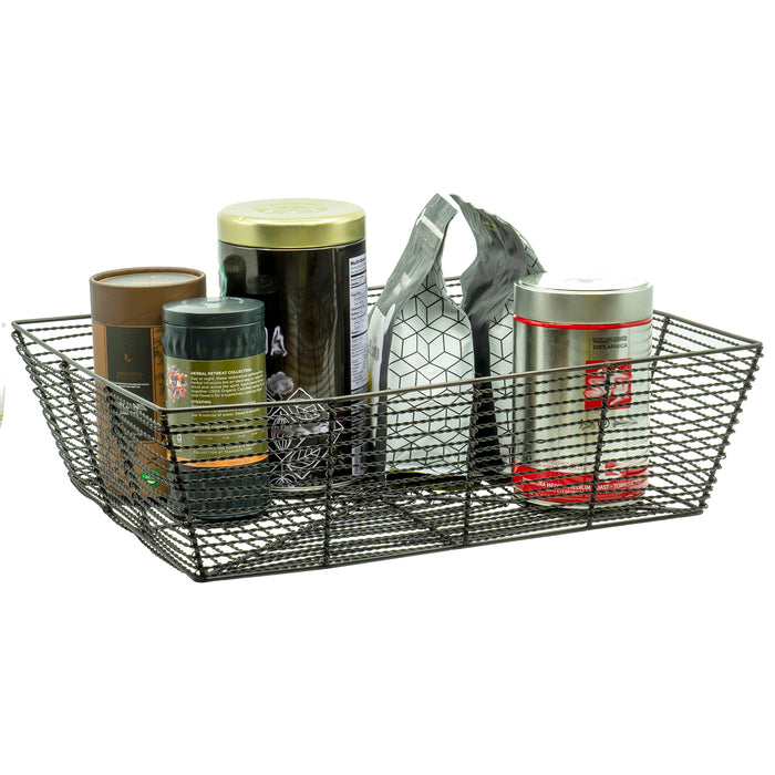 Red Co. Trapezoid Black Metal Fruit Basket Multi Purpose Kitchen Home Organizer Bin