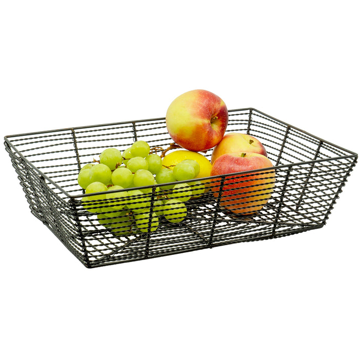 Red Co. Trapezoid Black Metal Fruit Basket Multi Purpose Kitchen Home Organizer Bin
