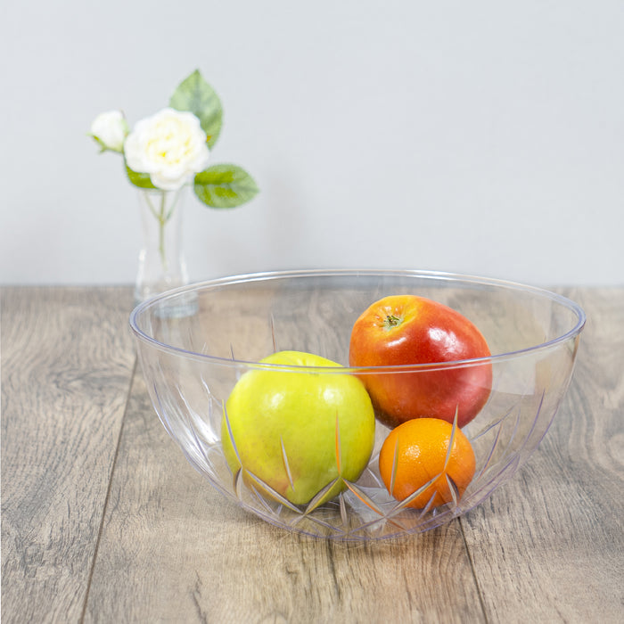 Red Co. Triangle Etched Clear Polystyrene Bowl for Fruits and Vegetables, Dining Table Kitchen Decoration,  Made in USA