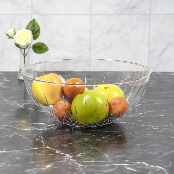 Red Co. Triangle Etched Clear Polystyrene Bowl for Fruits and Vegetables, Dining Table Kitchen Decoration,  Made in USA