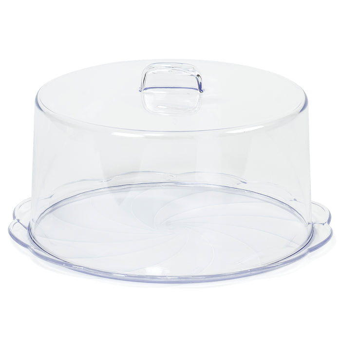 Clear Plastic Cake Platter With Cover, Covered Dessert Display, Cupcake Pastry and Pie Server with Dome, 10"Dia