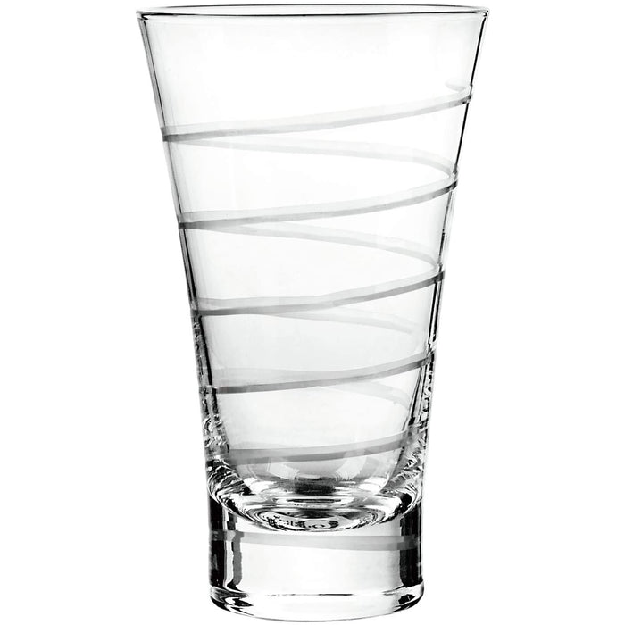 Vortex Collection Clear Heavy Base Highball Glasses with Swirl Accent, Set of 4