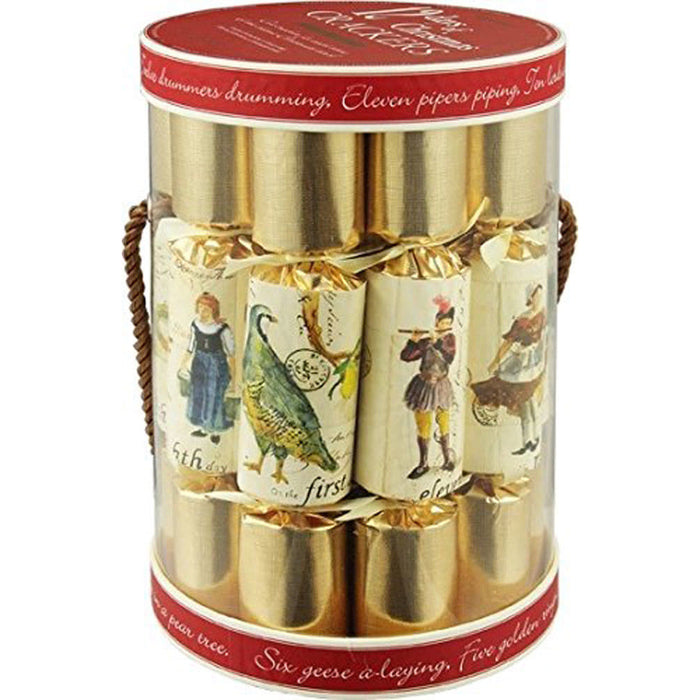 Robin Reed English Holiday Christmas Crackers, Pack of 12 - 12 Days of Christmas
