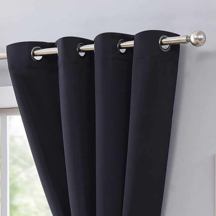 Red Co. Blackout Curtain with Grommets and Rope Tieback - Single Panel