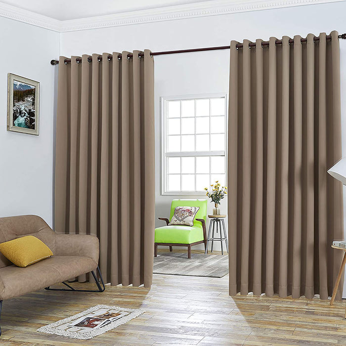 Red Co. Wall to Wall Thermal Blackout Drapes with Grommets and Tiebacks - 2 Panel Set