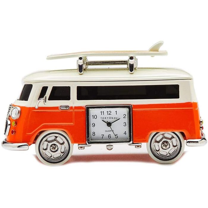 Red Co. Miniature Vintage Camper Van, Novelty Desk Table Desktop Collectors Clock - 4"