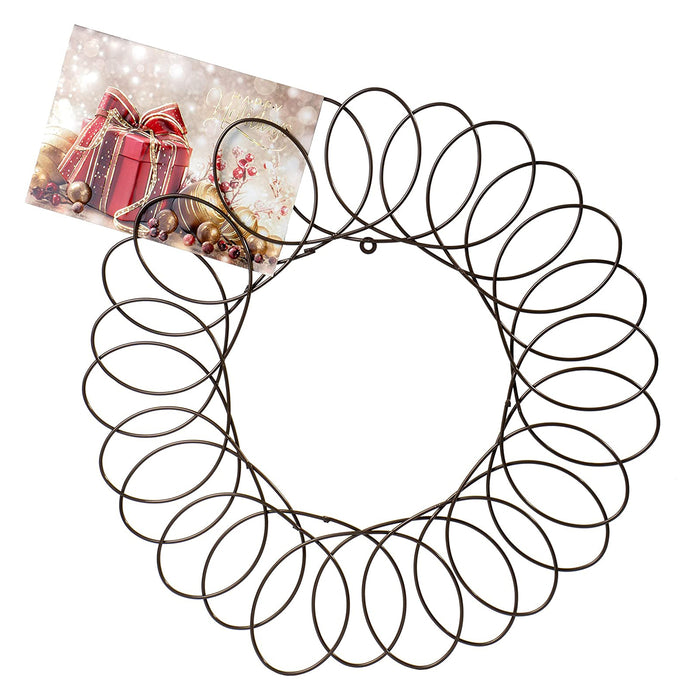 Red Co.  Metal Wreath - Wall Mount Christmas Card Holder - 17" Dia