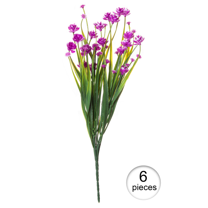 Red Co. Faux Floral Grass Bouquet, Artificial Fake Greenery Flowers for Home and Outdoor Garden Decor, 6 Single Picks