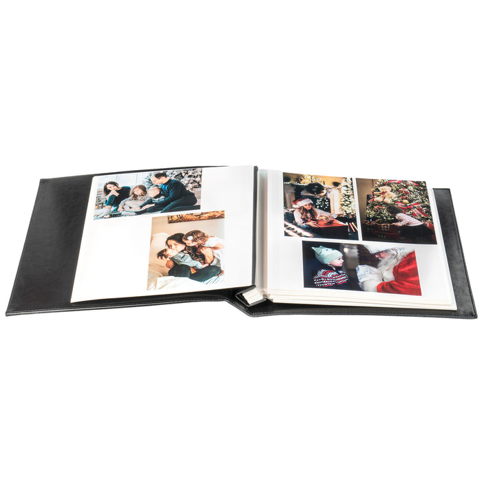 Red Co. Black Faux Leather Photo Album with Self Adhesive Sheets — Hold Up to 8x10 Prints