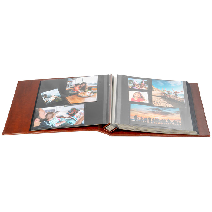 Red Co. Brown Faux Leather Photo Album with Self Adhesive Sheets