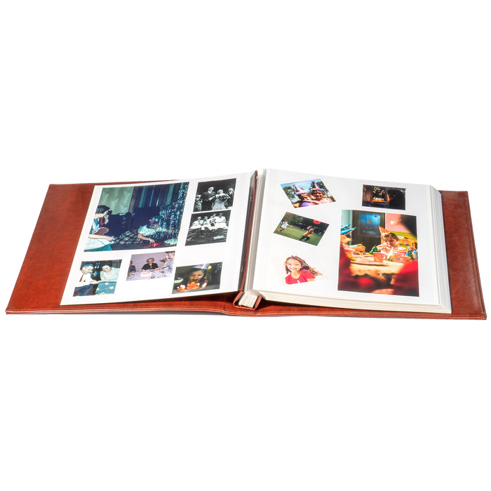 Red Co. Brown Faux Leather Photo Album with Self Adhesive Sheets — Hold Up to 8x10 Prints