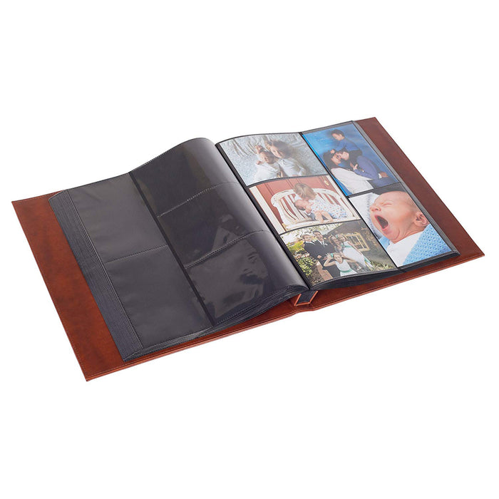 Red Co. Faux Leather Family Photo Album with Embossed Decorative Borders – Holds 500 4x6 Photographs