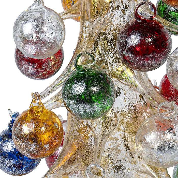50cm Oro Multicolore Vintage Inspired Mini Glass Christmas Tree with 26 Removable Ornaments, BUON Natale Series