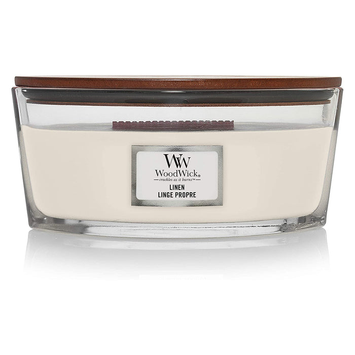 WoodWick Linen Everyday Hearthwick Candle, Ellipse, White