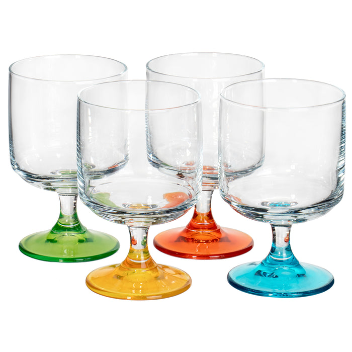 Red Co. Cocktail Glasses or Wine Goblets with Colorful Stems - Set of 4