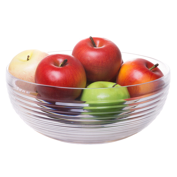 Break Resistant Clear Plastic Fruit and Salad Bowl, Serving Bowl for Party Snack, Popcorn, Chips - Large (5-quart)