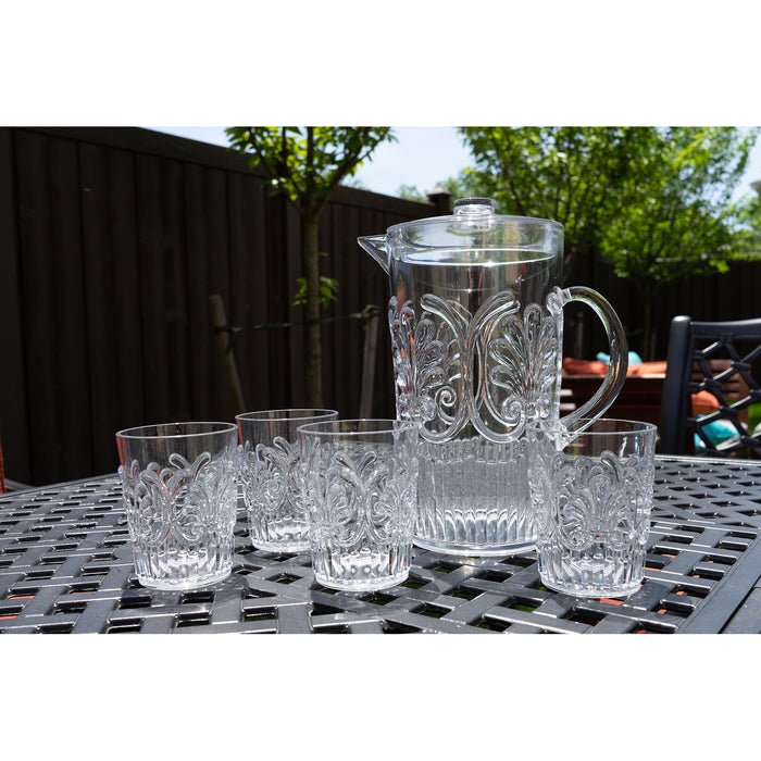 1400ml PS clear plastic water pitcher set with 4 cups