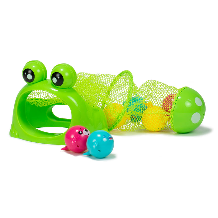 Red Co. Feed The Frog Underwater Pool Diving Toy with 6 Multicolored Guppy Fish-Shaped Balls