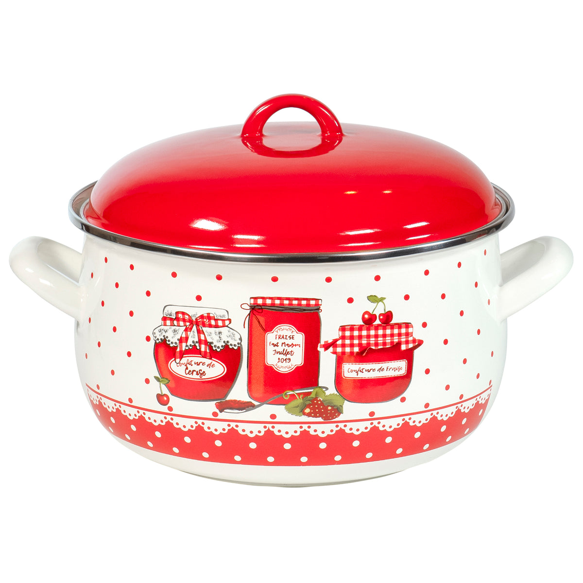 Red Co. Enameled Cookware Belly Deep Metal Induction Stockpot with Lid ...