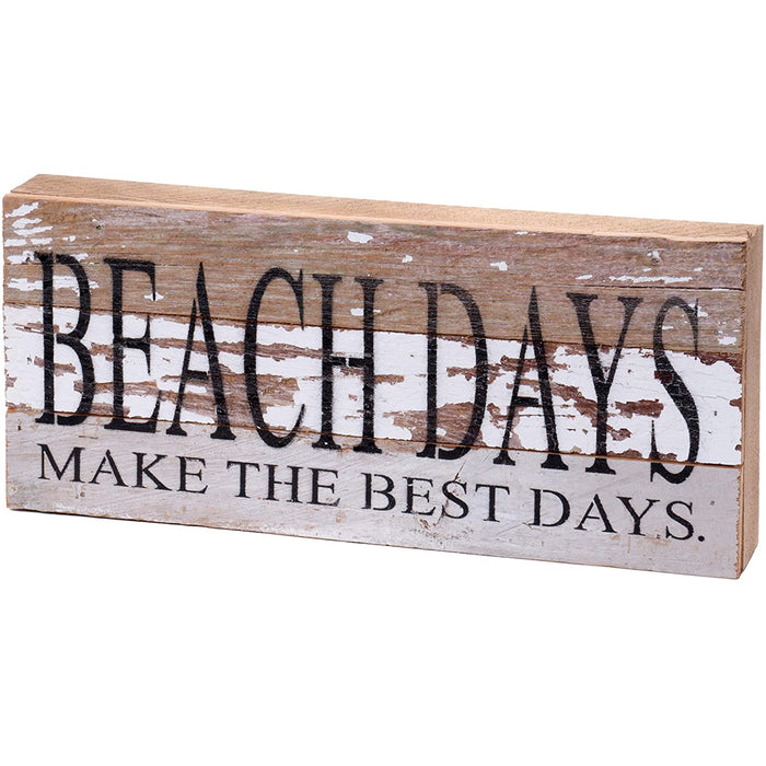 Second Nature By Hand 14x6 Inch Reclaimed Wood Art, Handcrafted Decorative Wall Plaque — Beach Days Make The Best Days