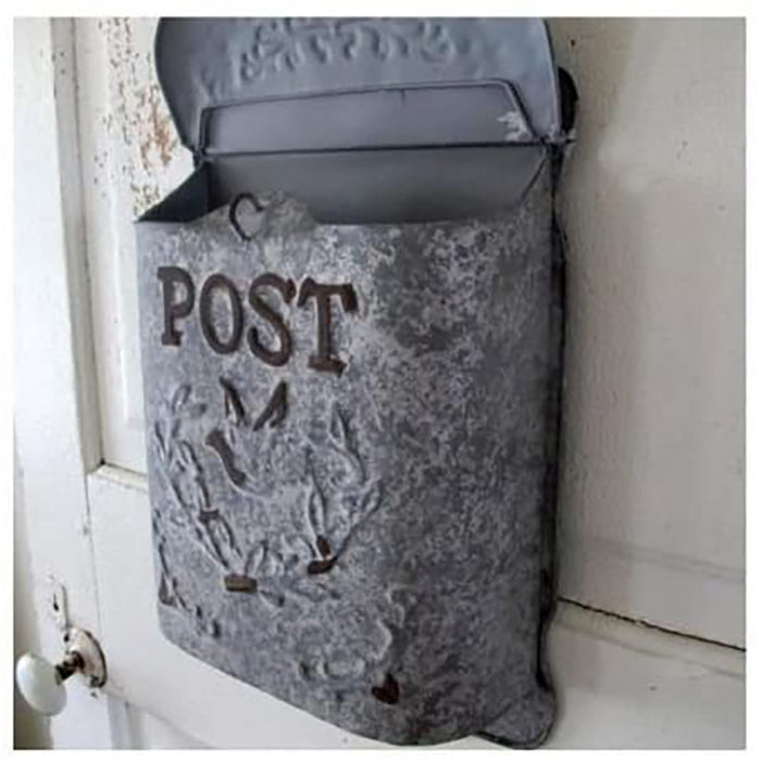 Rustic Galvanized Metal Post Mailbox - Country Style