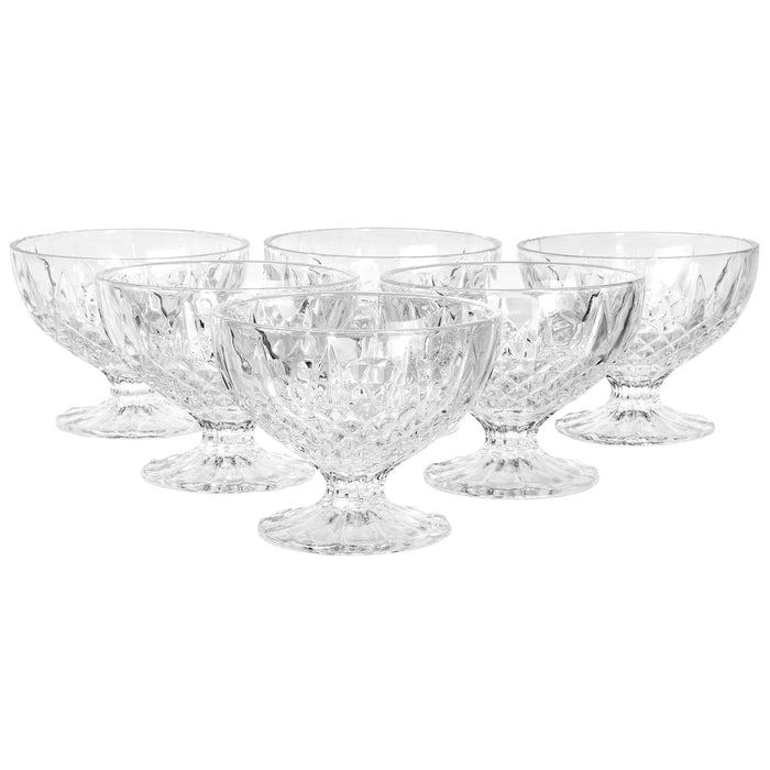Red Co. Classic Footed Dessert Cups, Premium Crystal Clear Glass Ice Cream Bowls - Perfect for Parfait Fruit Salad or Pudding, Set of 6, 9 Oz