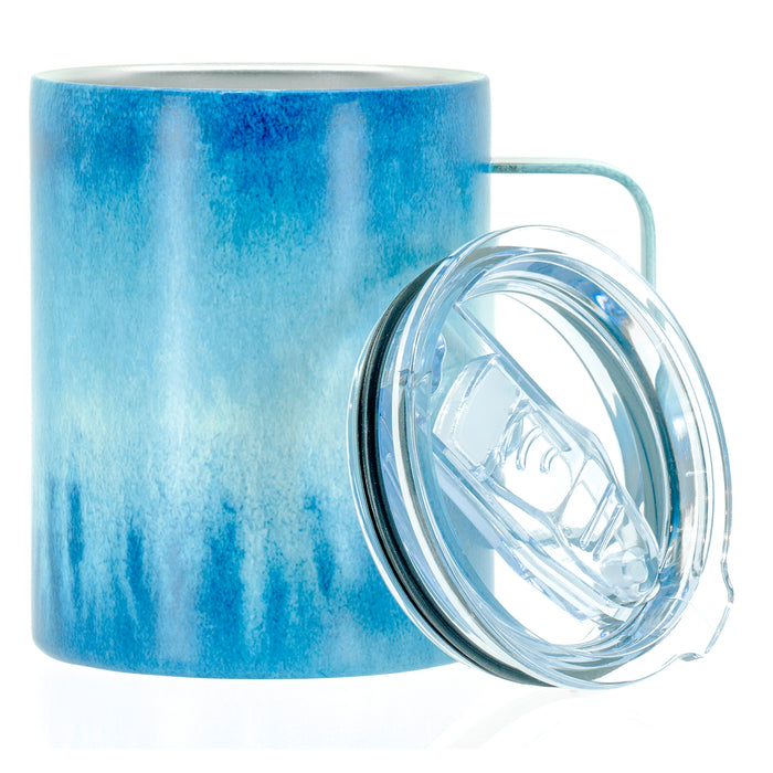 Red Co. Double Wall Vacuum Insulated Abstract Cold Blue Coffee Mug Stainless Steel Tumbler with Lid and Handle - Perfect Travel Cup for Home, Office and Camping, 12 oz.