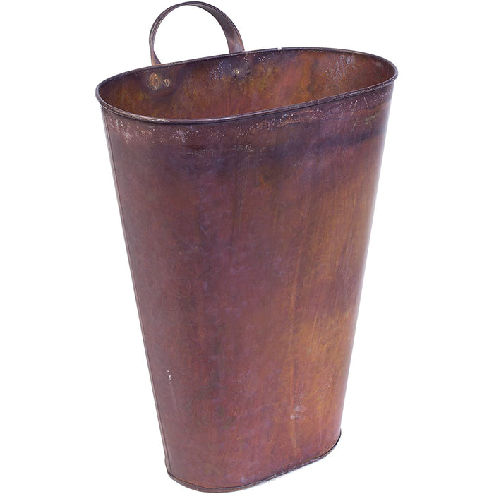 Farmhouse Style Galvanized Metal Floor Hanging Multifunctional Bucket in Rusted Brown