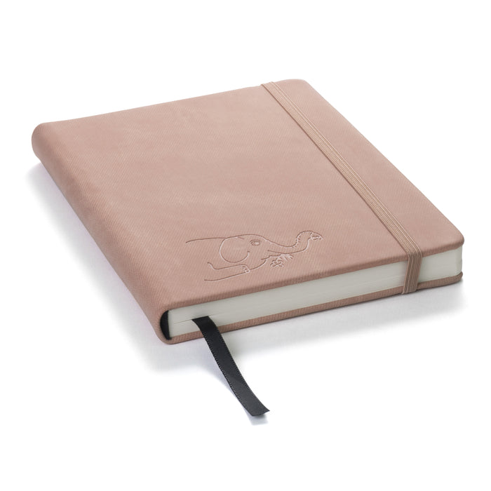 Red Co. Journal with Embossed Elephant, 120 Pages, 5"x 7" Dotted, Dark Pink