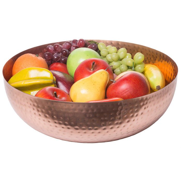 Red Co. Elegant Handcrafted Hammered Round Gilded Bowl, Decorative Centerpiece, Large, 14-inch
