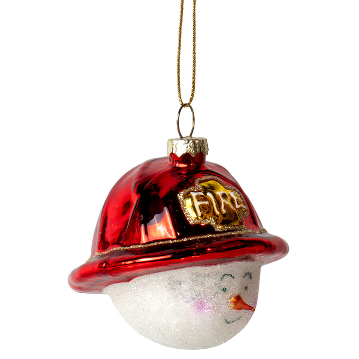 Red Co. Hand Crafted Decorative Glass Christmas Tree Ornaments, Firesnowman