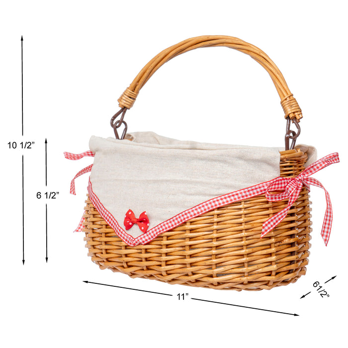 Red Co. Decorative Picnic Easter Candy Oval Storage Basket, Hand Woven Willow with Collapsible Handle