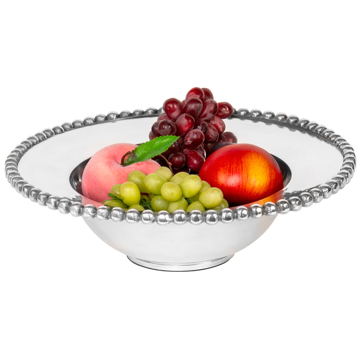 Red Co. Chrome Beaded Edge Round Decorative Centerpiece Bowl — 12 Inches