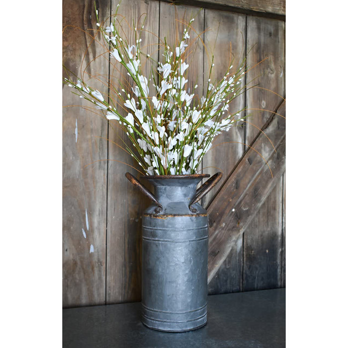 Old Fashioned Rustic Style Large Galvanized Milk Can Farmhouse Planter Vase with Handles