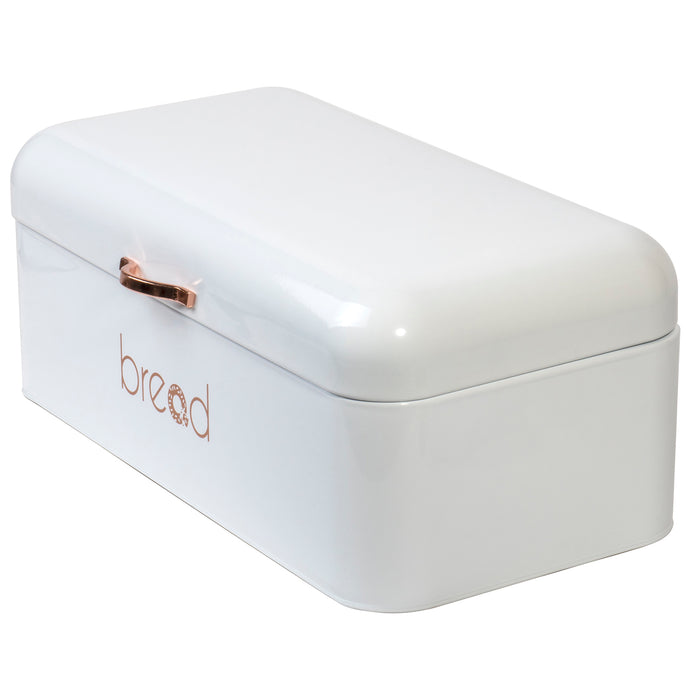 Large White Bread Box - Extra Large Metal Storage Bin Container for Loaves, Bagels, Chips & More - 16.5" x 9" x 6.5"