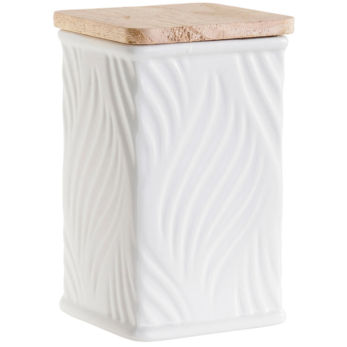 Swan Creek Highly Scented Pillar Candle in Square Ceramic Canister with Lid, White Collection – Assorted Patterns – Pumpkin Caramel Drizzle, 13 oz.