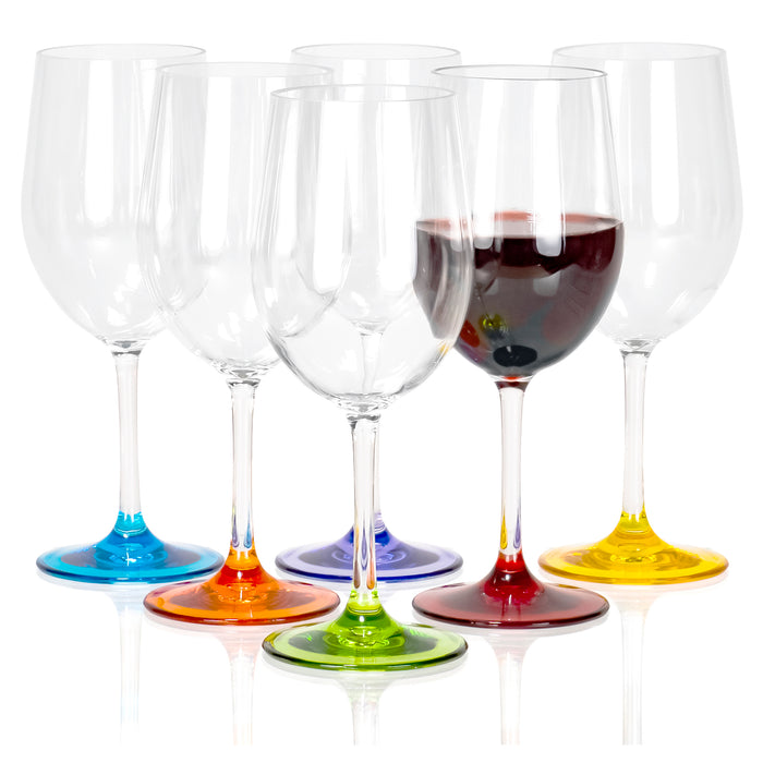Set Of 2 Clear Glass Wine Glasses Short Fancy Stem - 2 Base, 6.75 Tall, 7  oz.