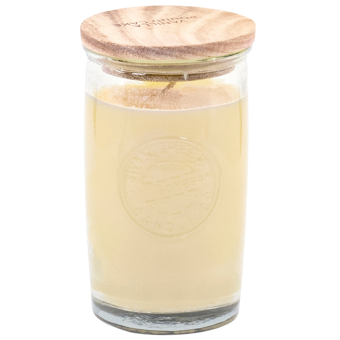 Red Co. Swan Creek Highly Scented Glass Pillar Candle Cylinder with Wooden Lid – Vanilla Pound Cake, 12 oz.
