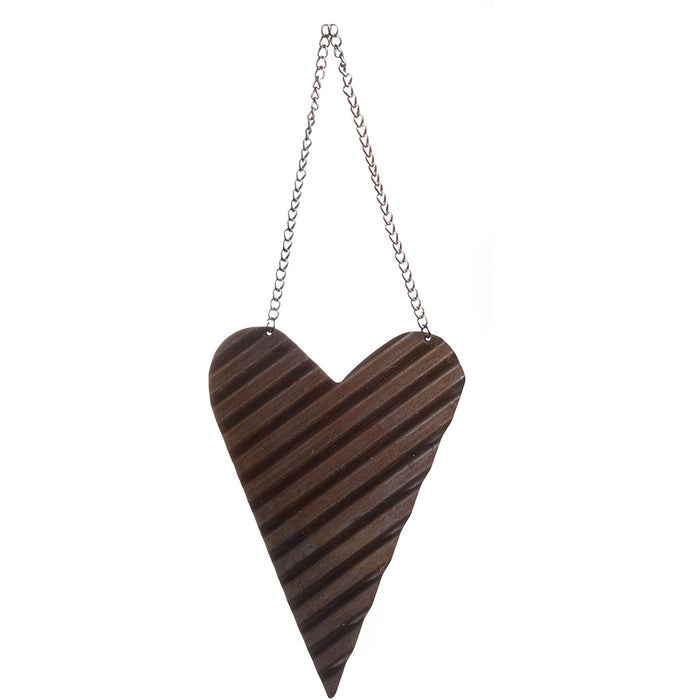 Reclaimed Small Metal Rustic Prim Heart Ornament with Hanger, 4-inch