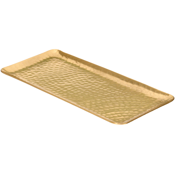 Red Co. Gilded Rectangle Hammered Platter, Decorative Bar/Vanity/Serving Tray — 11 Inches